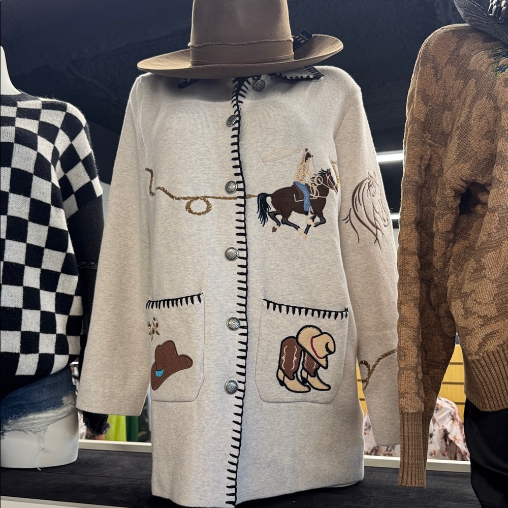Western Embroidered Button-Up Jacket. blue b - Picture 11 of 13